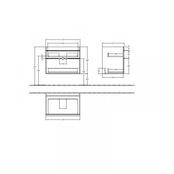 Villeroy en Boch Wastafelmeubels Venticello 753 x 590 x 502 mm