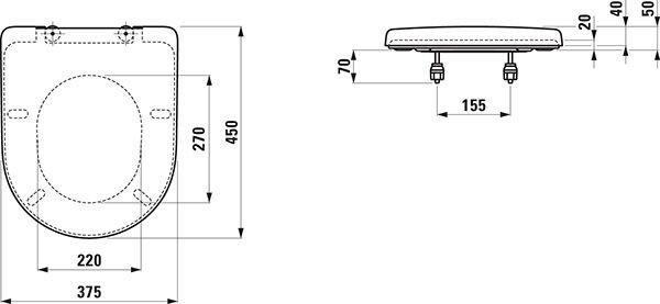 Toiletbril D Vorm Laufen PRO 450x375mm Wit