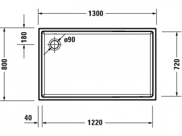 Duravit Douchebak Rechthoekig Starck 1300 x 800 x 55 mm Wit