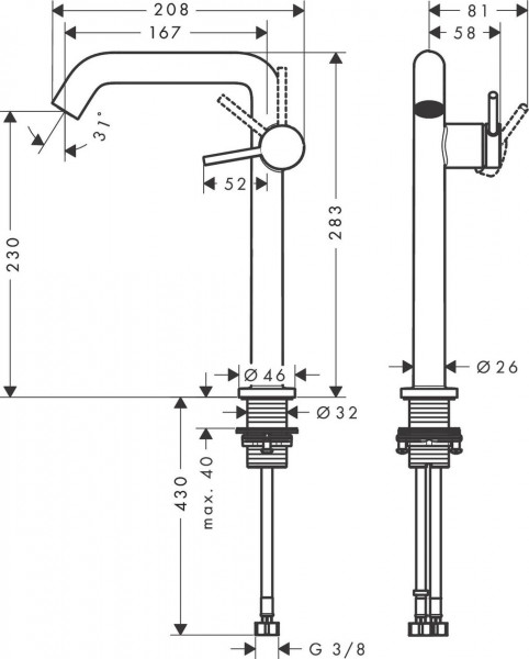 Hansgrohe Tecturis S Wastafelmengkraan 240 Fine CoolStart Brushed Bronze