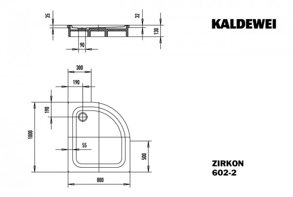 Kaldewei Kwartronde Douchebak Mod.602-2 Zirkon (456735000)