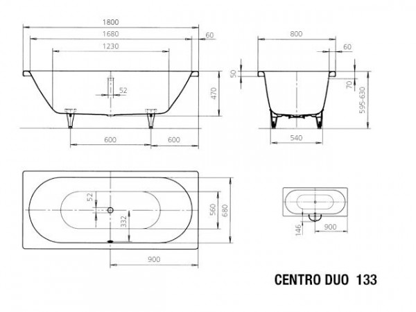 Kaldewei Afgerond Standaard Bad model 133 Centro Duo (283300010)