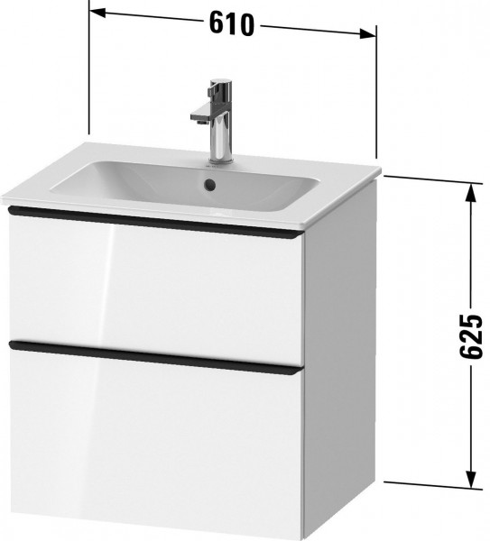 Meuble Pour Lavabo Encastrable Duravit D-Neo 2 tiroirs, poignées bronze pour Lav. ME 610mm Gris béton mat DE4361004070000