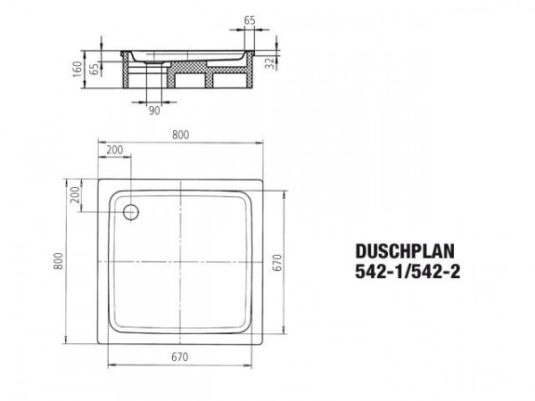 Kaldewei Douchebak Vierkant Mod.542-1 Duschplan (440500010)