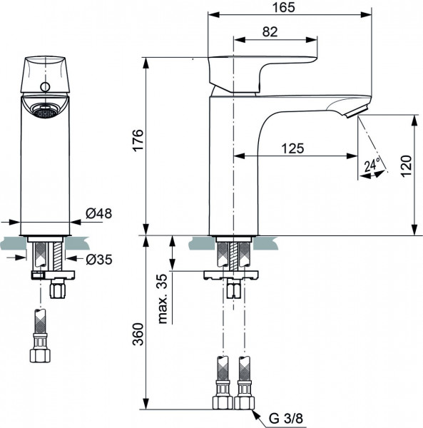 Ideal Standard Eéngreeps wastafelmengkraan Connect Air Chroom