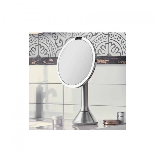 Miroir Grossissant Lumineux Simplehuman à capteur avec luminosité  Acier inoxydable brossé