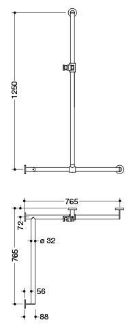 Hewi Badgreep System 900 met douchestang 900.35.30340