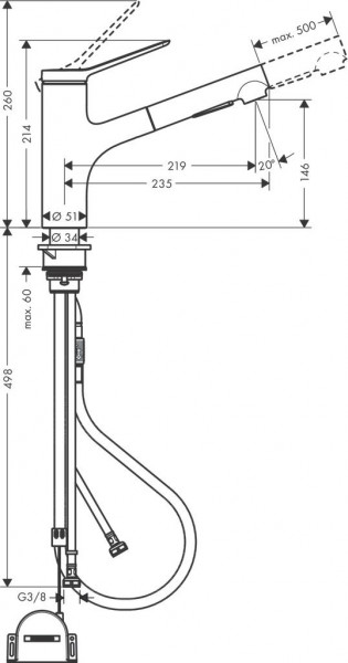 Keukenkraan Met Handdouche Hansgrohe Zesis M33 sBox, 2 stralen Chroom