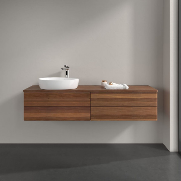 Wastafelmeubel Voor Opzet Waskom Villeroy en Boch Antao 1600x360x500mm Warm Walnut