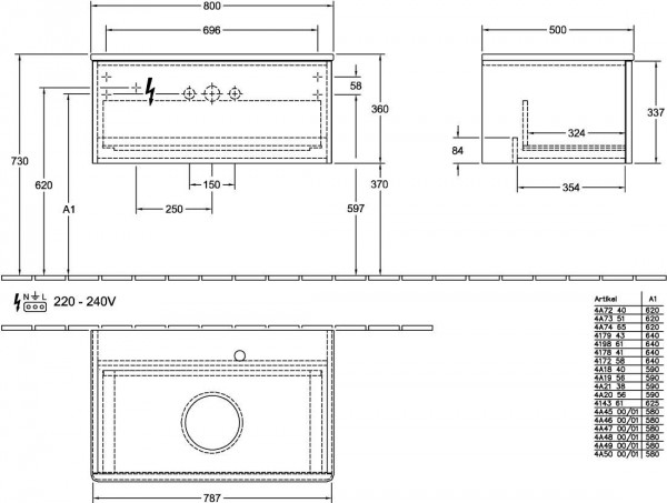 Wastafelmeubel Voor Opzet Waskom Villeroy en Boch Antao 800x360x500mm Glossy White Lacquer