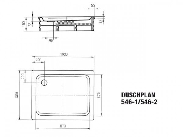 Kaldewei Douchebak Rechthoekig Mod.546-1 Duschplan (440100010)