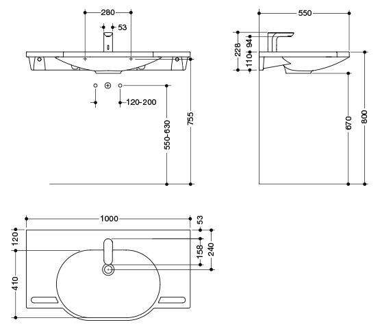 Hewi Hangende Wastafel met Kraan 1000 mm Alpenwit 950.19.022