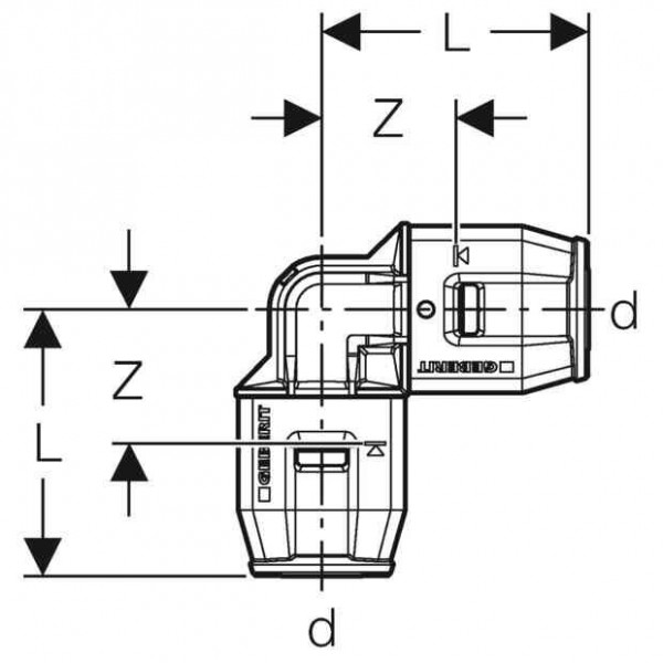 Geberit Uitlaatbocht 90° PVDF d20 Mepla (651270001)