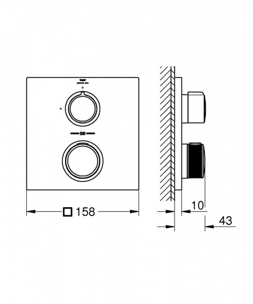 Inbouw Douchekraan Grohe Allure thermostatisch Hard Graphite