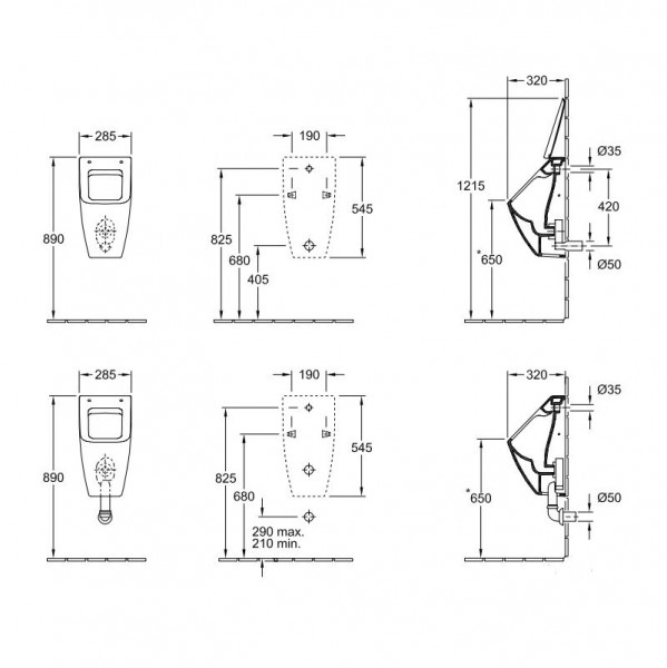 Villeroy & Boch Venticello afzuigurinoir DirectFlush m. verdekte toevoer 28.5x54.5x31.5cm zonder deksel wit 5504R101