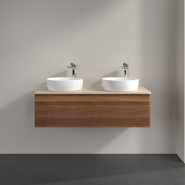 Dubbel Wastafelmeubel Villeroy en Boch Antao 1200x360x500mm Warm Walnut/Boticcino