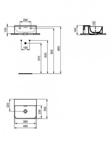 Ideal Standard Fontein Toilet CONCA geslepen, met overloop IdealPlus 400x165x350mm Wit Ideal +