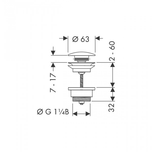 Axor Waterafvoer pop-up en bidetmixer DN32 Chroom