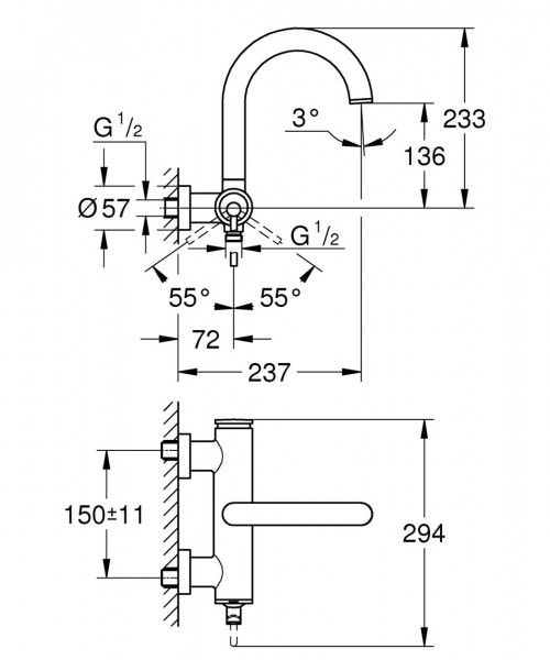 Grohe Atrio badkraan met omstel met koppelingen warm sunset 32652DA3