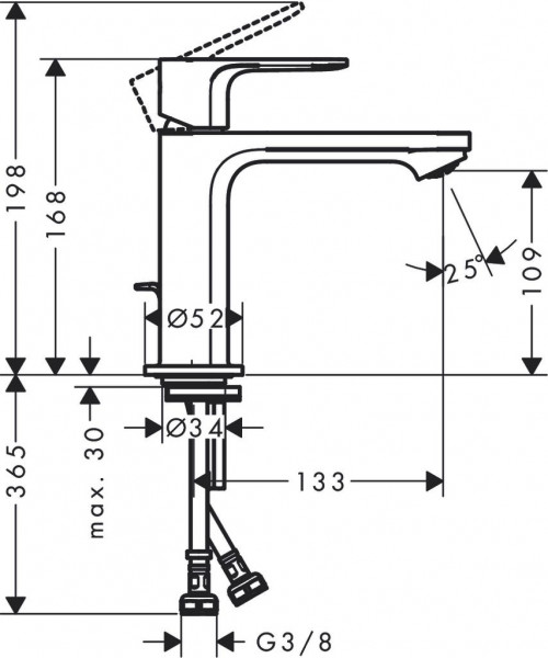 1 Gats Mengkraan Hansgrohe Rebris E 110 Met afvoerset, CoolStart Zwart Mat