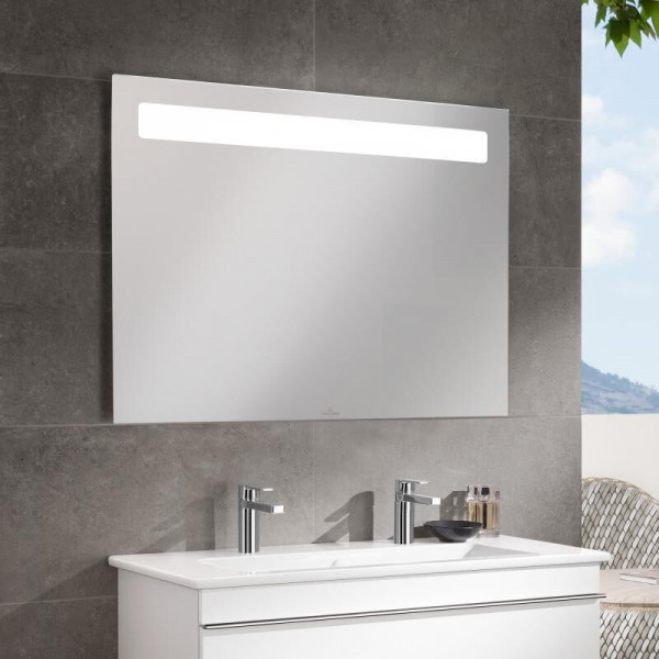 Villeroy en Boch More To See spiegel met geïntegreerde LED verlichting horizontaal 3 voudig dimbaar 100x75x4.7cm a4291000