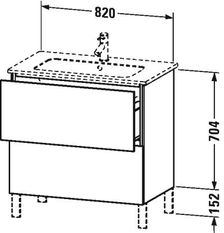 Duravit Wastafelmeubels L-Cube voor 233683 Staand 481x820x704mm