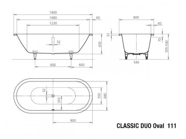 Kaldewei Ovaal Bad 111 Classic Duo Oval (291200010)