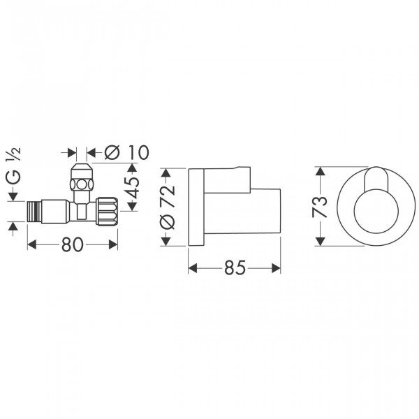 Hansgrohe Afbouwelement Universeel Hoekig ventiel met schuifdeur 13954820