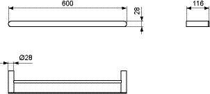 Ideal Standard Handdoekenrek Hangend CONCA rond 600x120x28mm Roestvrij Staal