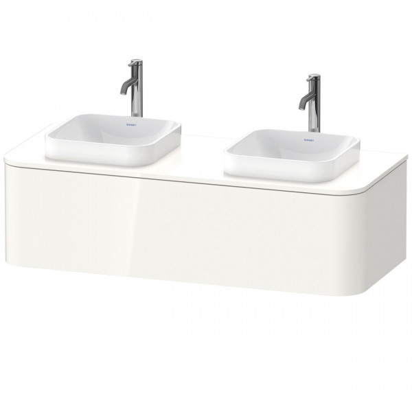 Meuble Double Vasque Duravit Happy D.2 Plus 1 tiroir 1300mm Blanc brillant HP4943B2222