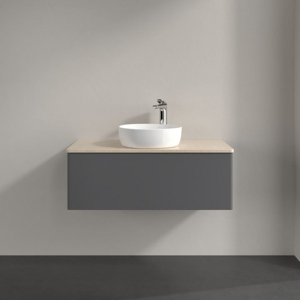 Wastafelmeubel Voor Opzet Waskom Villeroy en Boch Antao 1000x360x500mm Anthracite Matt Laquered/B...