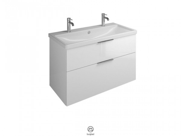 Set Meuble Salle De Bain Burgbad Eqio Lavabo double, Meuble 2 tiroirs 1030x645mm Personnalisable SEYR103-PN258