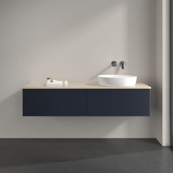 Wastafelmeubel Voor Opzet Waskom Villeroy en Boch Antao 1600x360x500mm Midnight Blue Matt Lacquer...