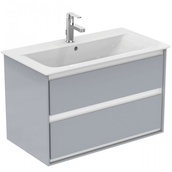 Meuble Pour Lavabo Encastrable Ideal Standard Connect Air 80 C Mural avec 2 tiroirs Gris Clair