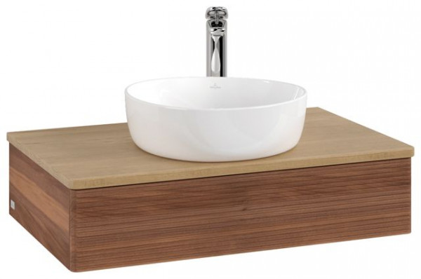 Wastafelmeubel Voor Opzet Waskom Villeroy en Boch Antao 1 lade 800x190x500mm Warm Walnut/Honey Oak