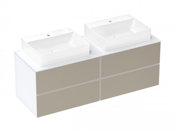 Wastafelmeubel Voor Opzet Waskom Hansgrohe Xevolos E 4 laden 1570x550x555mm Mat Wit/Brons