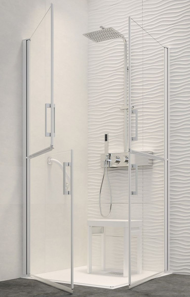 Porte de douche pivotante Kinedo SANIDOOR PMR simple porte, profilé gauche 1000mm Blanc