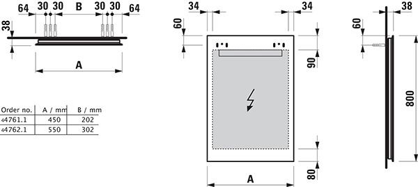 Badkamerspiegel Met Verlichting Laufen LEELO schakel 550x800mm Zilver geanodiseerd/reflecterend