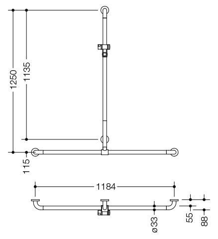 Hewi Badgreep Serie 801 met douchestang Active + Signaalwit 801.35D460 98