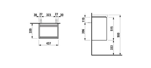 o.kast 1 deur linksdr. 435x440x530mm wit glanzend