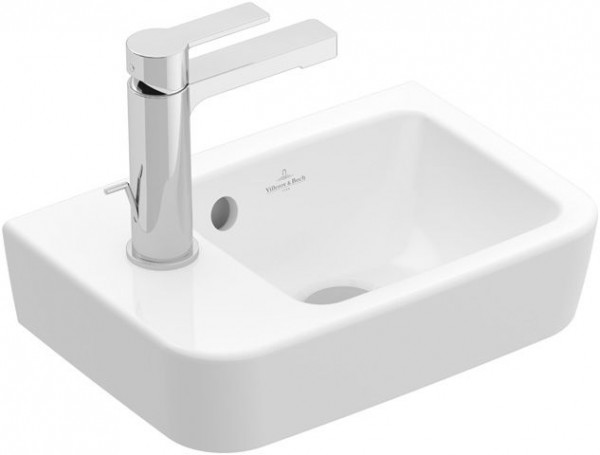 Lave Main Villeroy et Boch O.novo Compact, 1 trou, Avec trop-plein, non meulé, Lavabo à droite 360mm Blanc Alpin