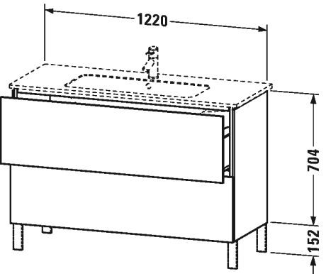 Duravit Wastafelmeubels L-Cube voor 23361 Staand 481x1220x704mm