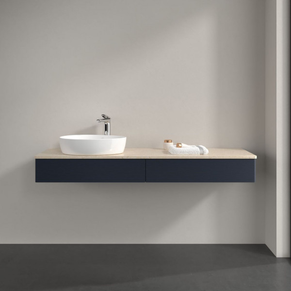 Wastafelmeubel Voor Opzet Waskom Villeroy en Boch Antao 1600x190x500mm Midnight Blue Matt Lacquer...