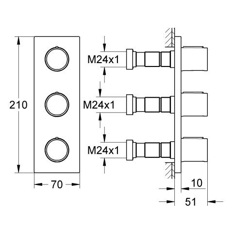 Afvoerklep Grohe Grohtherm F Inbouw 3-weg Chroom