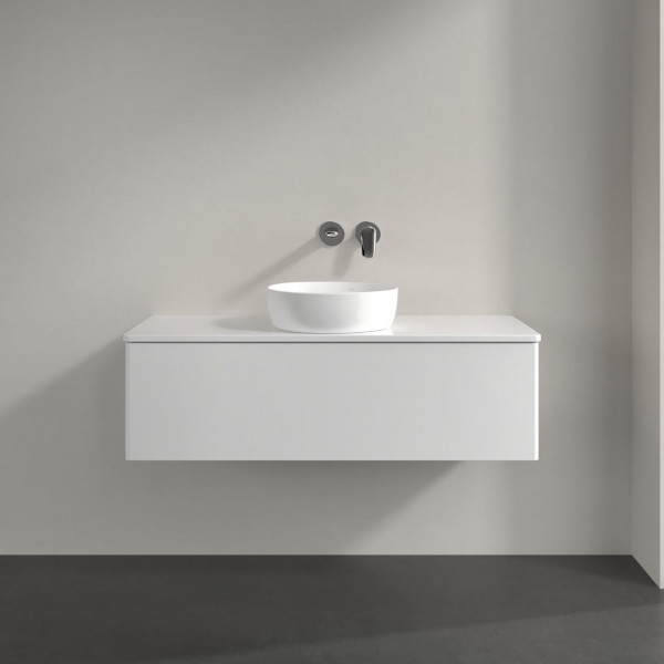 Wastafelmeubel Voor Opzet Waskom Villeroy en Boch Antao 1200x360x500mm Glossy White Lacquer