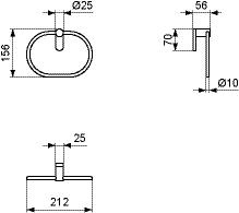 Ideal Standard Handdoekring CONCA rond 212x56x156mm Chroom