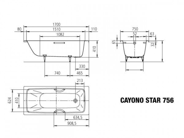 Kaldewei Standaard Bad model 756 Cayono Star Alpenwit (275630000)