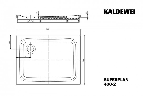 Kaldewei Douchebak Rechthoekig Mod.400-2 Superplan (430035000)