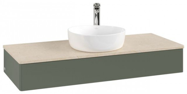 Wastafelmeubel Voor Opzet Waskom Villeroy en Boch Antao 1 lade 1200x190x500mm Leaf Green Matt Lac...