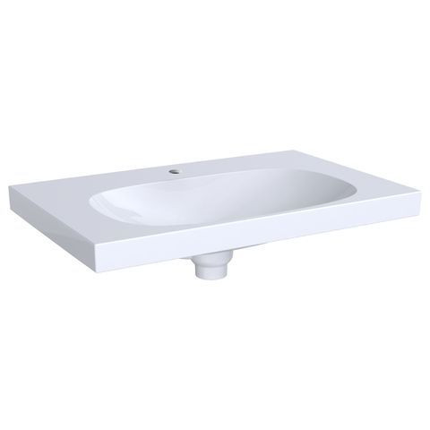 Lavabo Sur Meuble Geberit Acanto Trop-plein Encastré + Plan De Toilette + Couvercle De Vidage 750x200x482mm Blanc 500630012